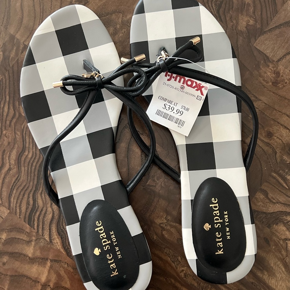 Kate Spade Black and White Checkered Women's Sandals